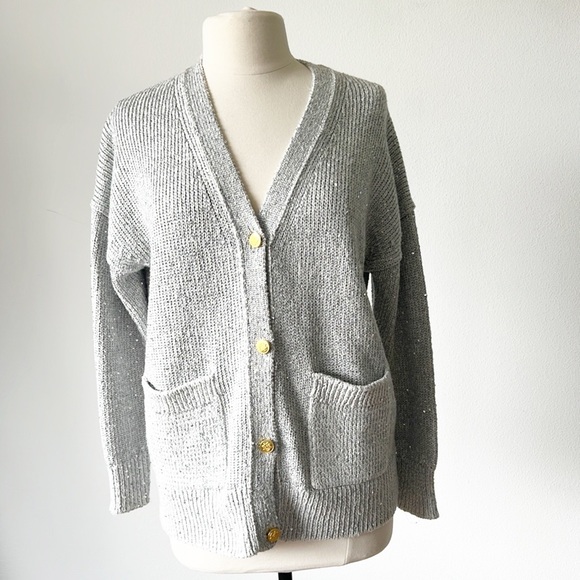 J Crew Sequin V-neck cardigan sweater Size Small - Picture 15 of 15
